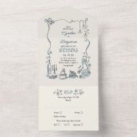 Doodles Desenhados À Mão Funky Casamento Moderno Q