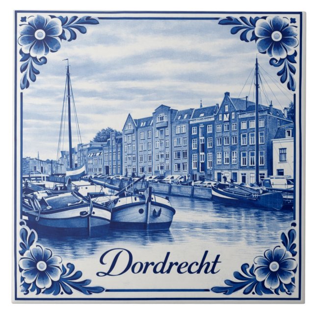 Dordrecht Delft Blue style Ceramic Tile (Frente)