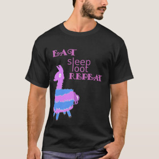 Dormir Muito Repetir Llama Camiseta Camisa De Aniv