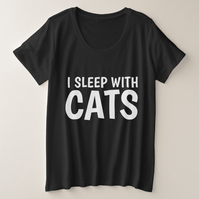 DORMO COM GATOS, T-shirts engraçadas e camisetas (Frente do Design)