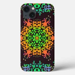 Dot Mandala Flor Verde Laranja e Azul