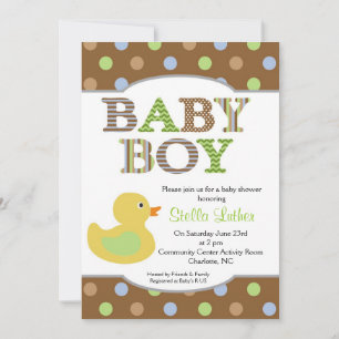 Dots Baby Boy Duck Chá de fraldas Convite