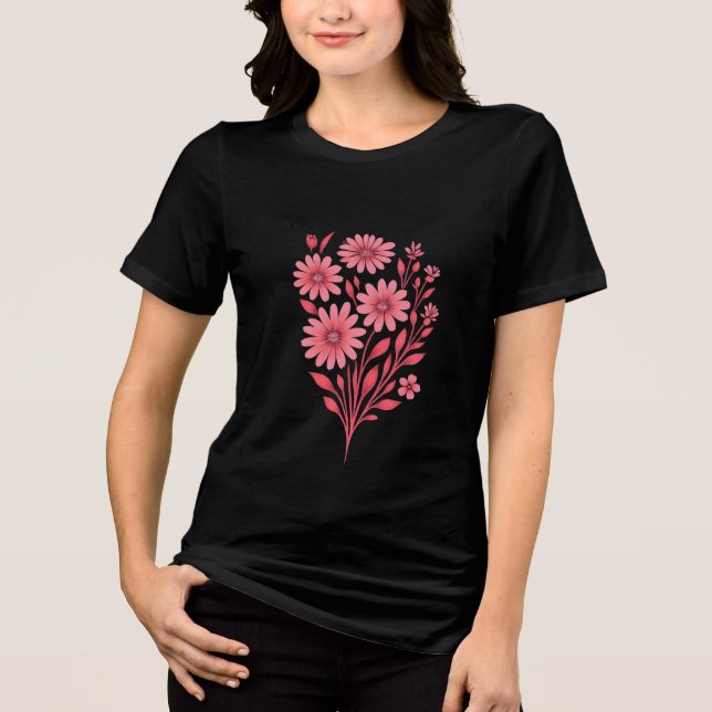 Double-Sided Pink Floral Bouquet T-Shirt (Frente)