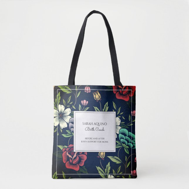 Doula Midwest Floral Tote Bag Personalizado (Frente)