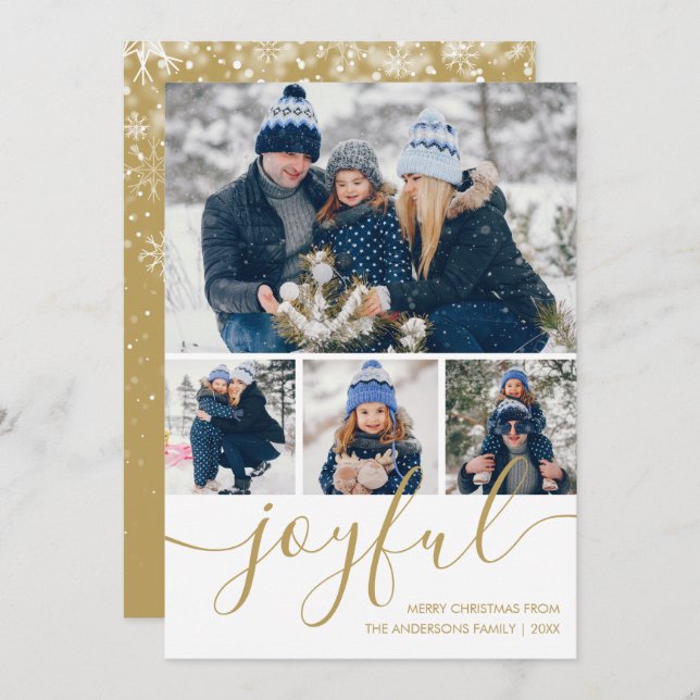 Dourada alegria 4 Foto Feliz Cartão de Férias de N (Frente/Verso)