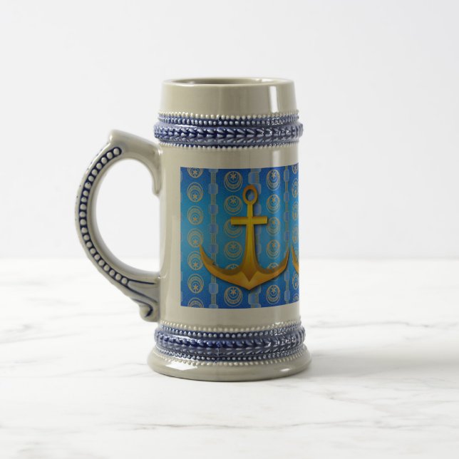 Dourada Anchor Blue Cerulean Caneca de cerveja Mug (Esquerda)