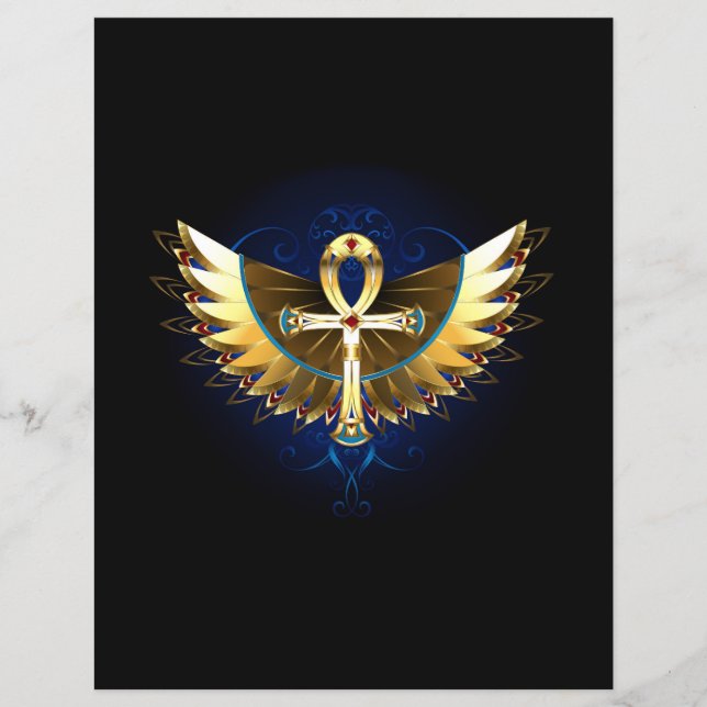Dourada Ankh com Asas (Frente)