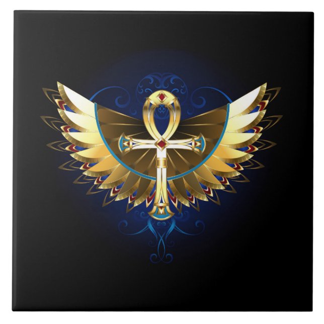 Dourada Ankh com Asas (Frente)