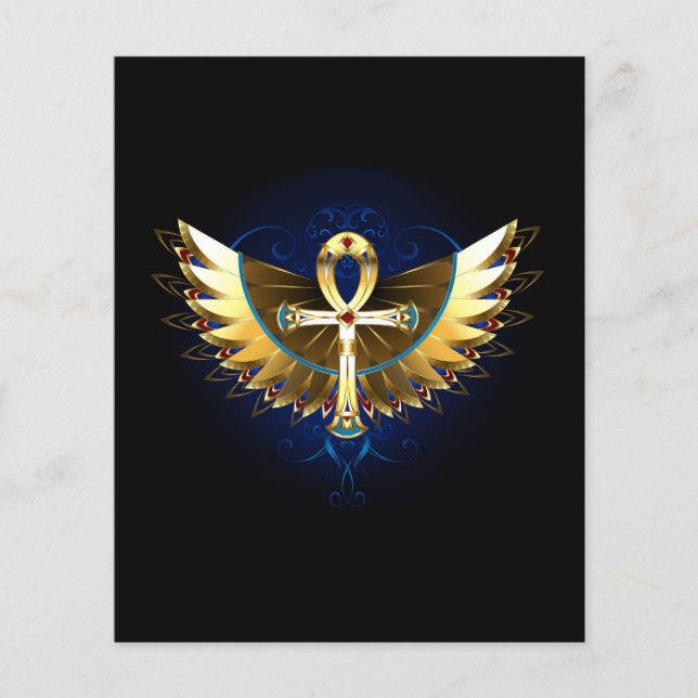 Dourada Ankh com Asas (Frente)