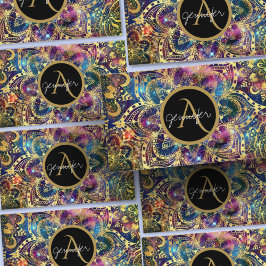 Dourada aquarela e nebula mandala cartão de visita