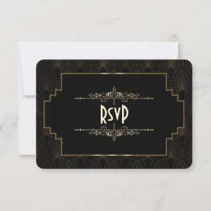 Dourada Art Deco Gatsby 1920 Estilo Casamento RSVP