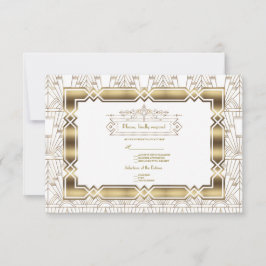 Dourada Arte Branca Deco Gatsby 20s Estilo RSVP de