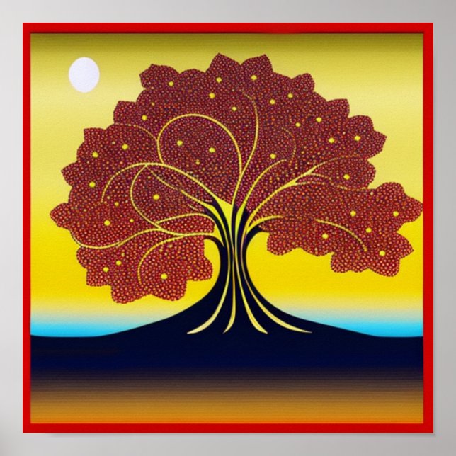 Dourada árvore no Poster de vento (Frente)