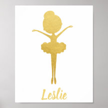 Dourada Ballerina Personalizada Nursery Poster
