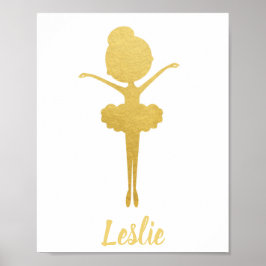Dourada Ballerina Personalizada Nursery Poster