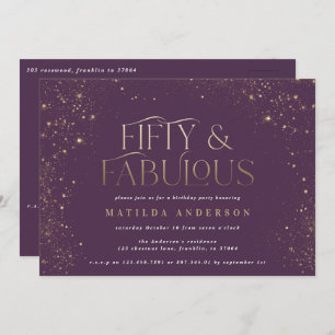Dourada brilho roxo 50 e festa de aniversário fabu