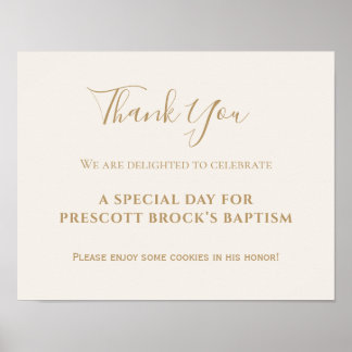 Dourada caligrafia Baptism Favor Poster