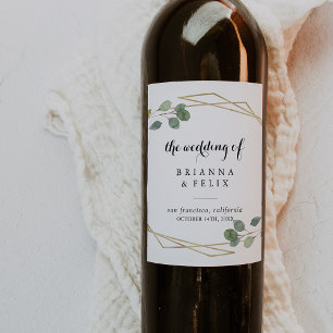 Dourada caligrafia geométrica com rótulos de vin