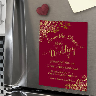Dourada caligrafia Imã salve a data Vermelha Burg