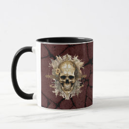 Dourada caneca do crânio com fundo de ressonância