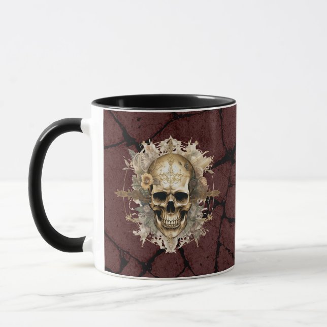 Dourada caneca do crânio com fundo de ressonância (Esquerda)