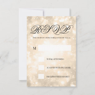 Dourada Champagne Bokeh Elegant Wedding RSVP