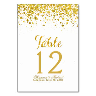 Dourada Confetti   Cartão de mesa