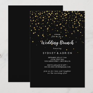 Dourada Confetti Convite para Casamento Negro Br