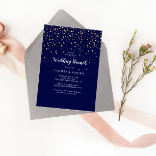 Dourada Confetti Convite para Marinho Brunch