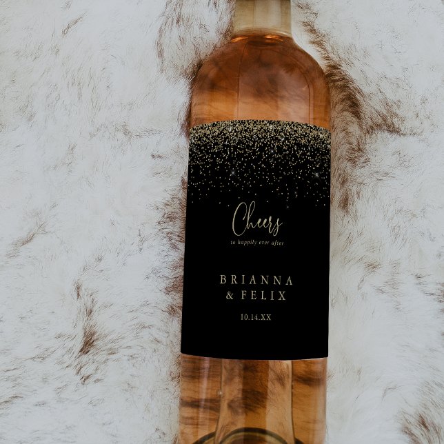 Dourada Confetti Script Saúde Rótulos De Vinho De  (Criador carregado)