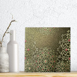 Dourada de judeu indígena guisada oriental Mandala<br><div class="desc">Design de azulejo de cerâmica refinada que exumenta o luxo,  exibindo mandalas florais intrincadas adornadas com sotaques de ouro falsos e complementadas por gemas vermelhas cativantes.</div>