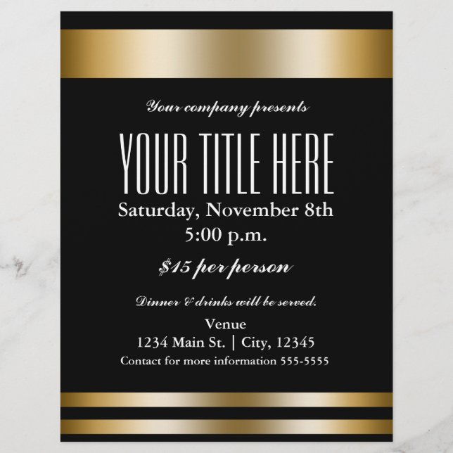 Dourada Elegância - Folheto de Eventos do Glamor P (Frente)