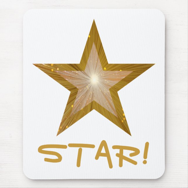 Dourada estrela 'STAR' branco do mouse pad (Frente)