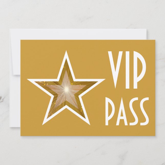 Dourada estrela 'VIP PASS' - convite - horizontal (Frente)