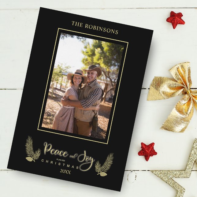 Dourada família de fotos de Natal Mínima Chic Blac (Criador carregado)