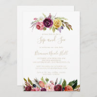 Dourada Feather Boho Sip Tropical e Veja Convite