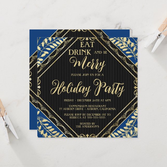 Dourada Festa de Férias e Férias Azuis - Convite (Frente/Verso In Situ)