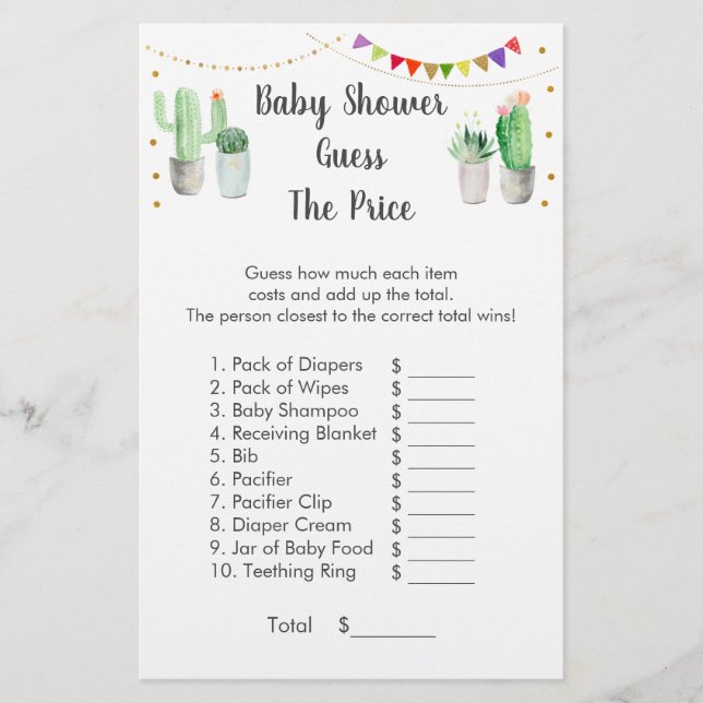 Dourada Fiesta Cactus Adivinha O Jogo Do Preço (Frente)