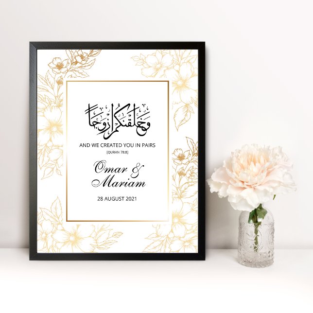 Dourada Floral Nikkah Wedding Poster (Criador carregado)