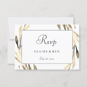 Dourada folha Wreath Border RSVP de Casamento