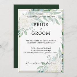 Dourada Fronteira Floral Greenery Convite para Cas