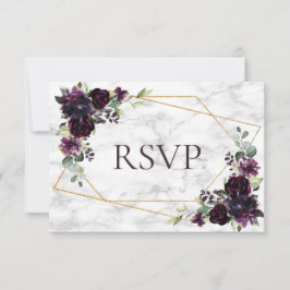 Dourada Geométrica Plum Purple Marble Weding RSVP