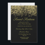 Dourada Glitter Confetti Black Sweet 16 Convite<br><div class="desc">Dourada Glitter Confetti Black Sweet 16 Convite À Bela Glitter Dourada Confetti Convite Confetti. Coleção em Niche e Nest. Design cortesia do Studio Denmark</div>