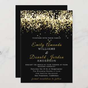 Dourada Glitter Confetti Convite para Casamento Ne