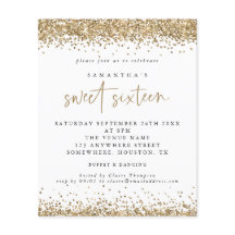 Dourada Glitter de Orçamento Doce 16 Convites de f