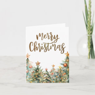 Dourada Glitter Feliz Cartão de Saudação de Natal