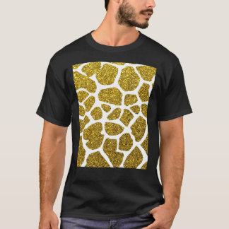 Dourada Glitter Girafa Padrão de Pele Camiseta Grá