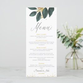 Dourada Glitter Greenery Leaf Weding Menu
