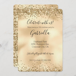Dourada Glitzy Glitter Sparkle Confetti Convite