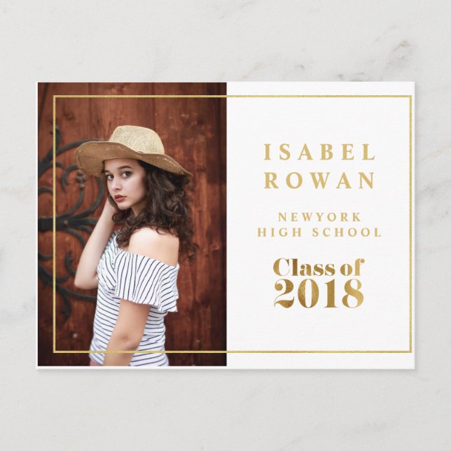 Dourada Graduação de Quadros 2018 Foto de Convite  (Frente)